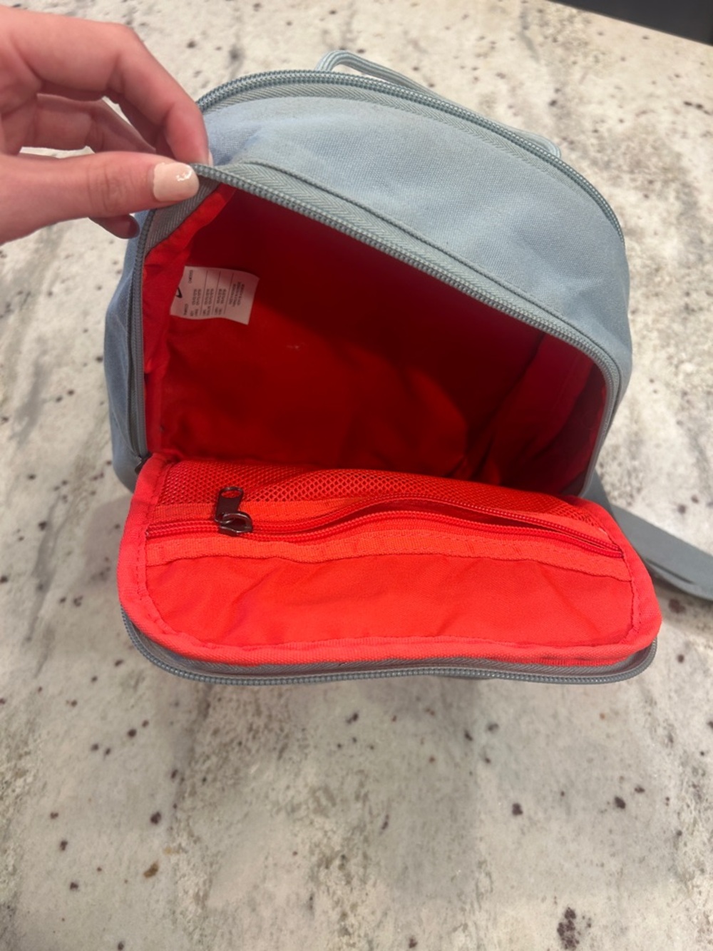 NIKE light Blue women’s purse mini backpack with pink interior - Picture 5 of 9
